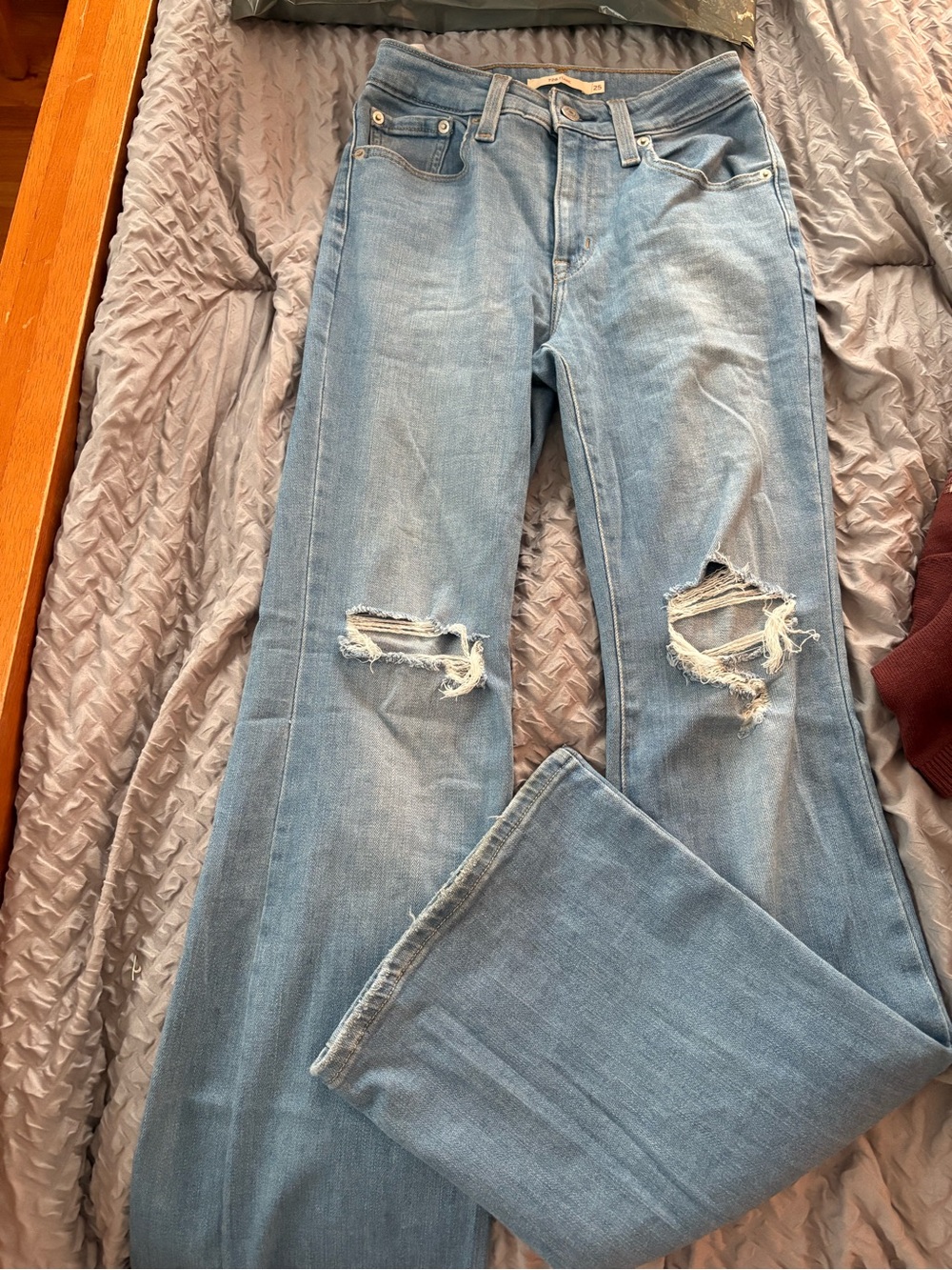 Levi's Light Blue Distressed Flare 726 Jeans